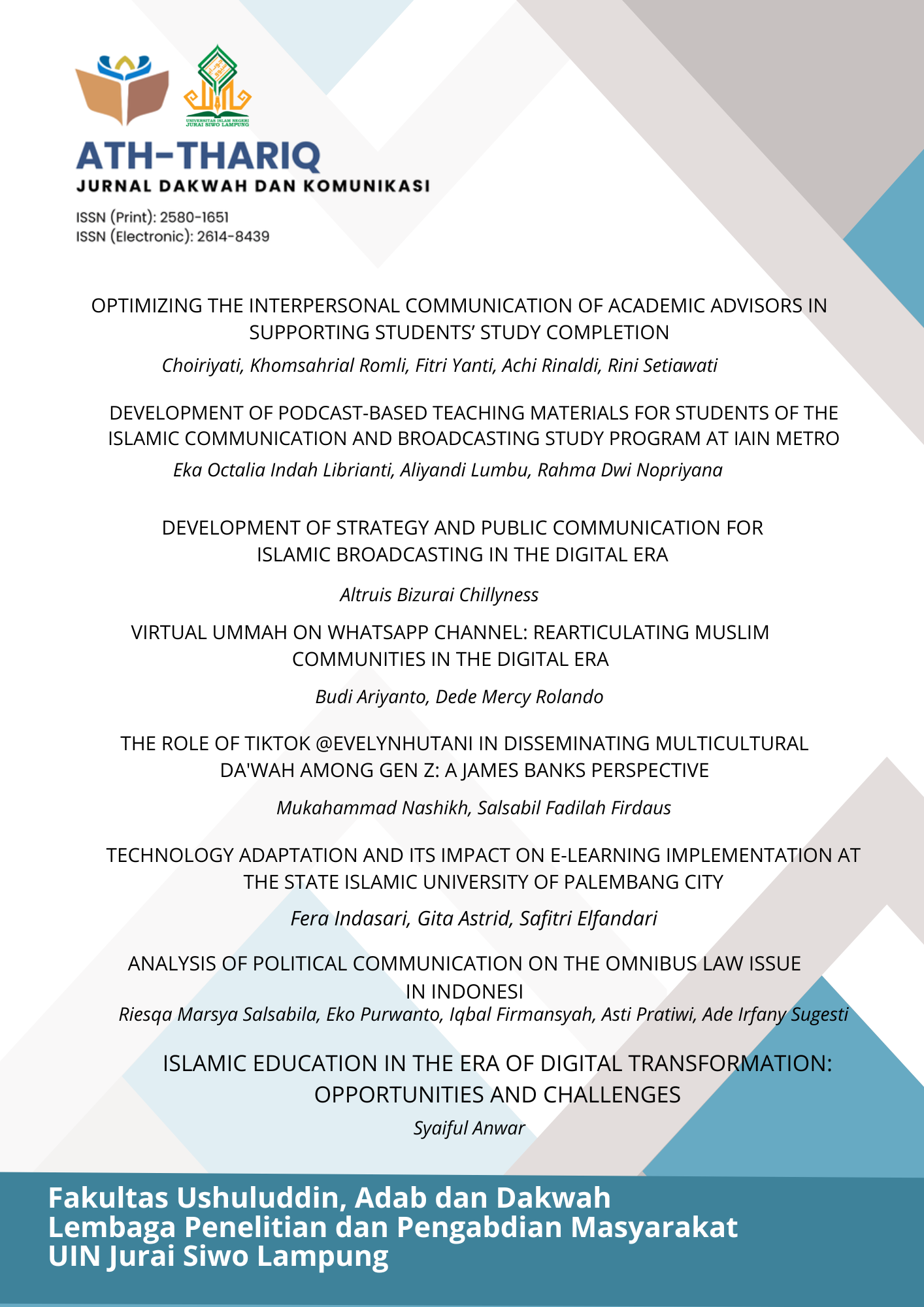 Cover Ath-Thariq Vol.9 No.2 2025