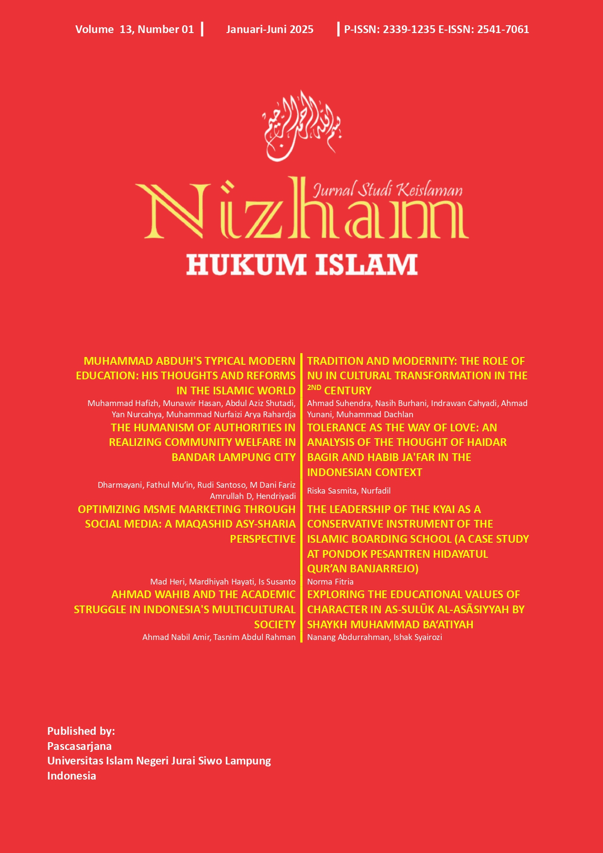 					View Vol. 13 No. 01 (2025): Nizham: Jurnal Studi Keislaman
				
