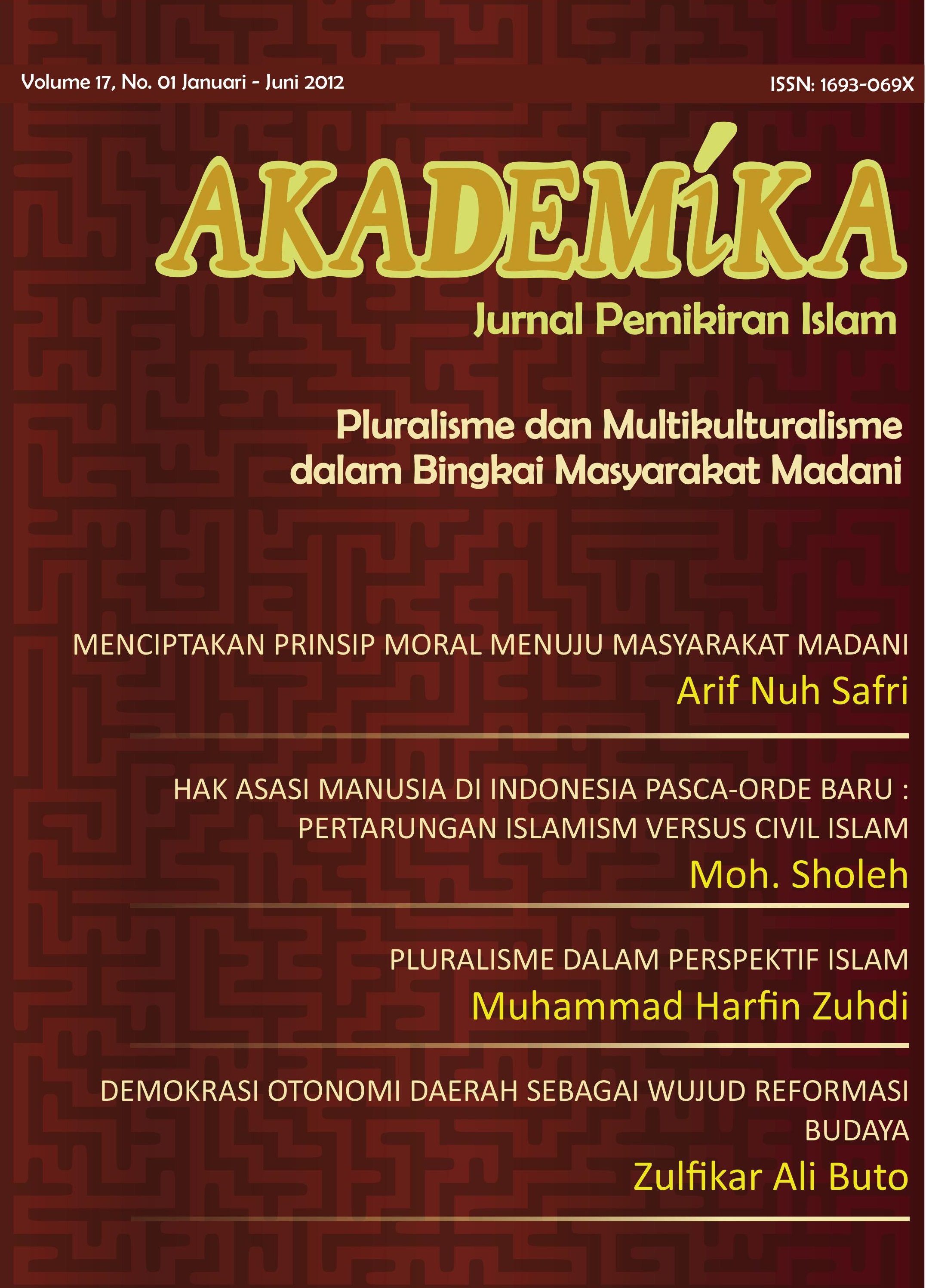 Pluralisme Dalam Perspektif Islam Akademika Jurnal Pemikiran Islam