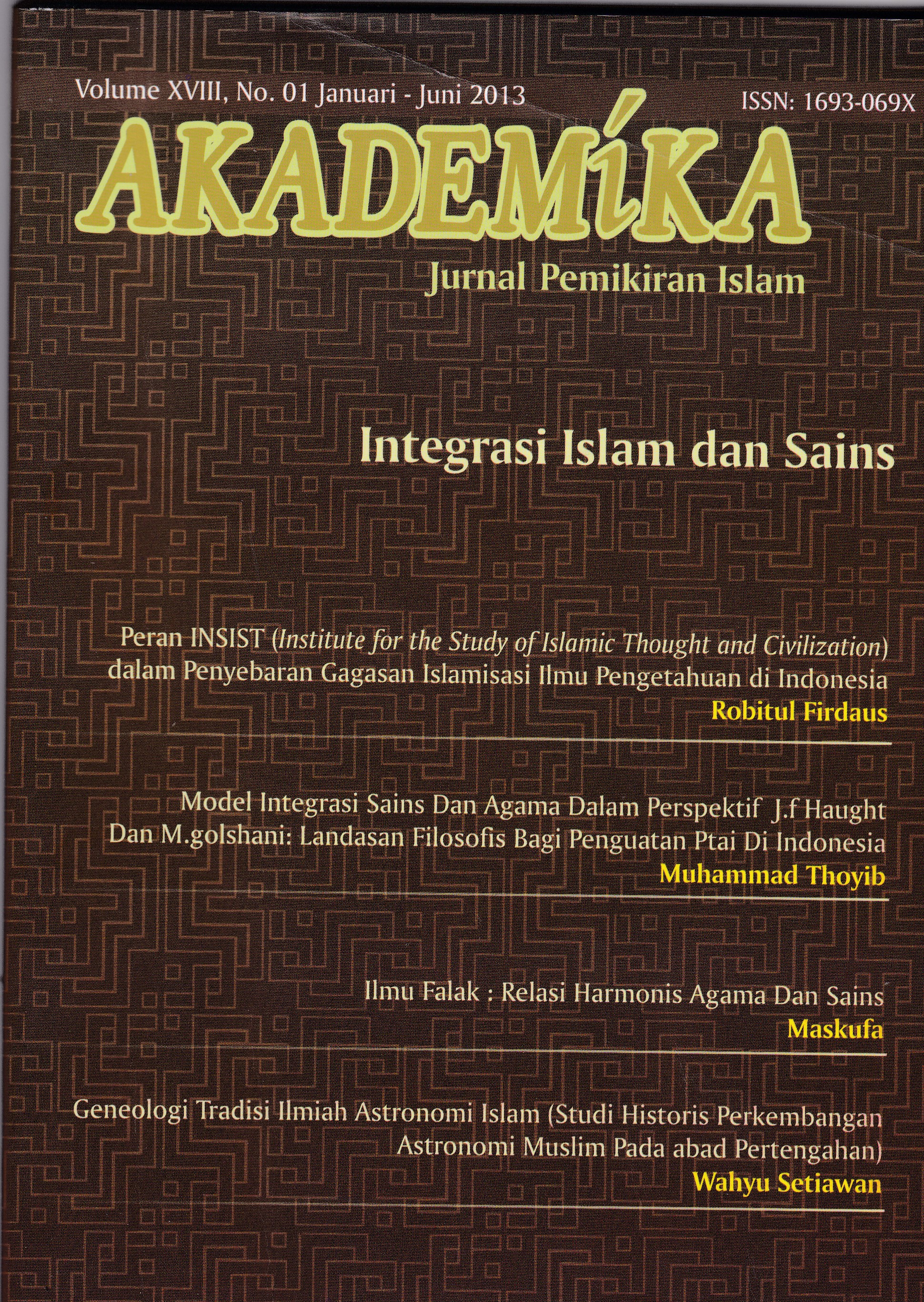 					View Vol. 18 No. 1 (2013): Integrasi Islam dan Sains
				