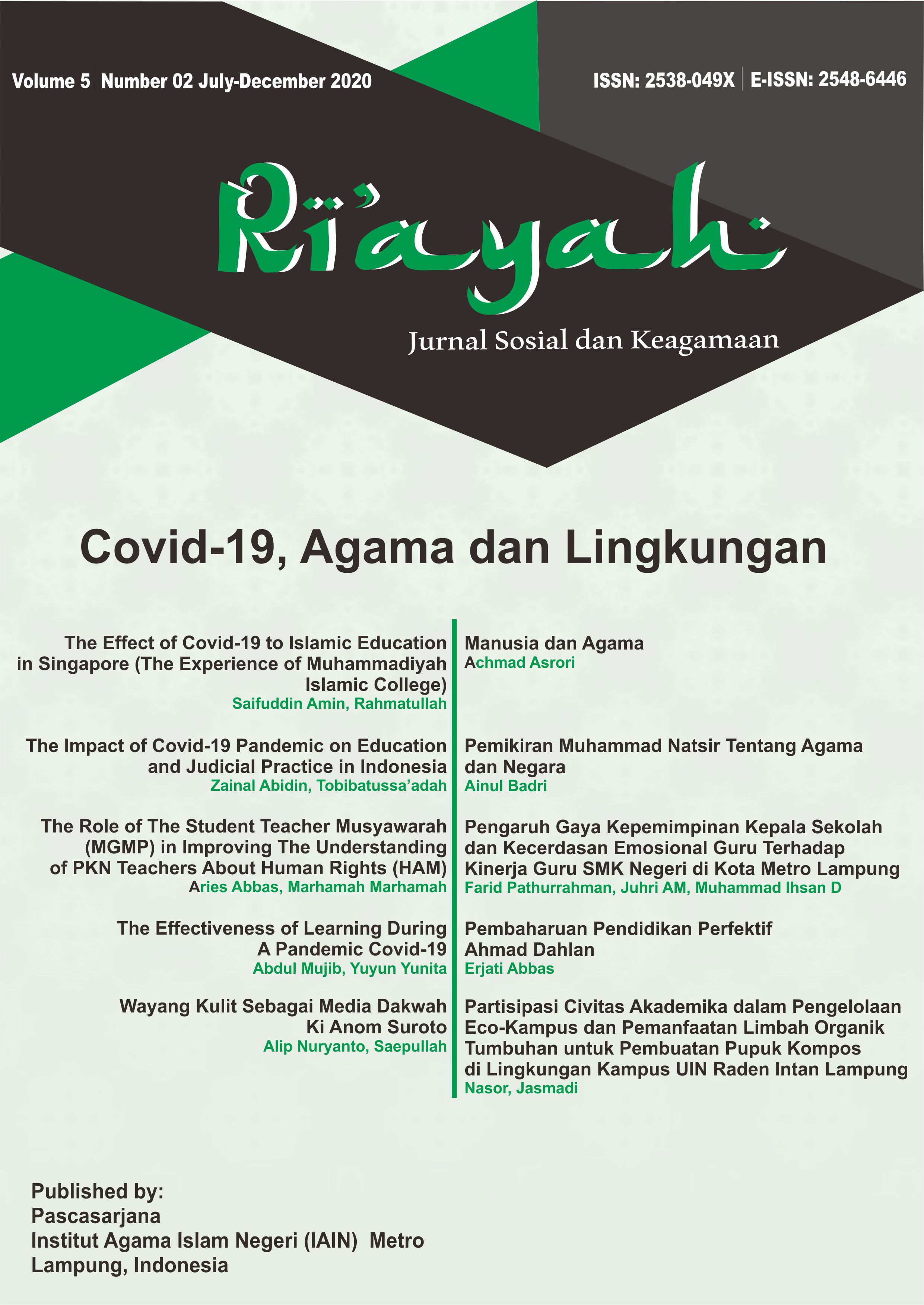 					Lihat Vol 5 No 02 (2020): Covid-19, Agama dan Lingkungan
				