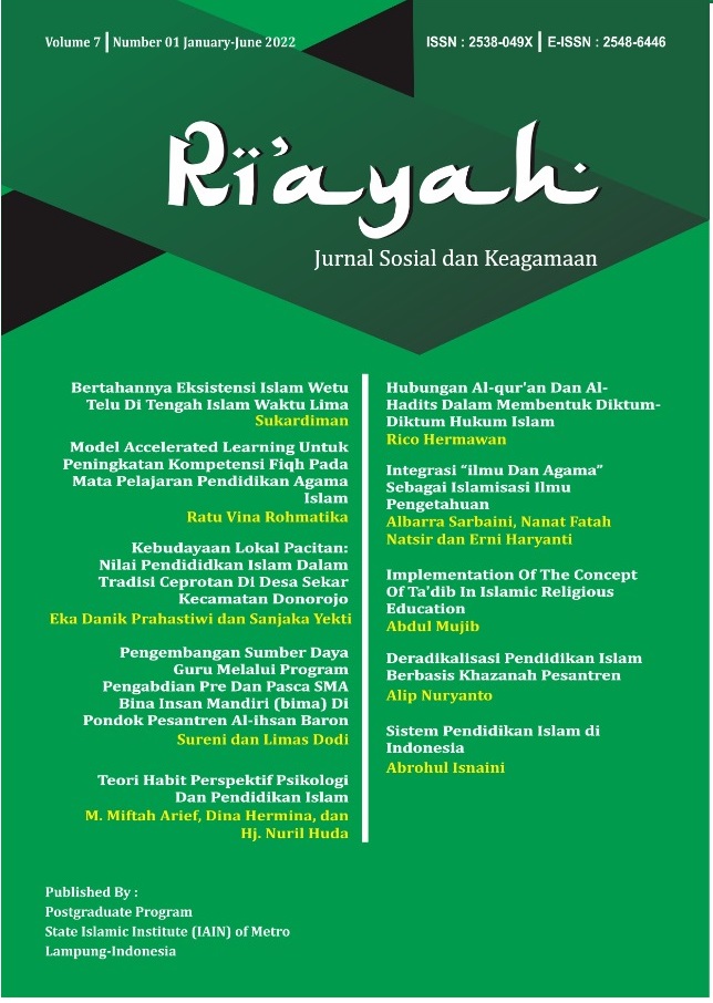 					View Vol. 7 No. 01 (2022): Nilai Pendidikan Islam dan Tradisi
				