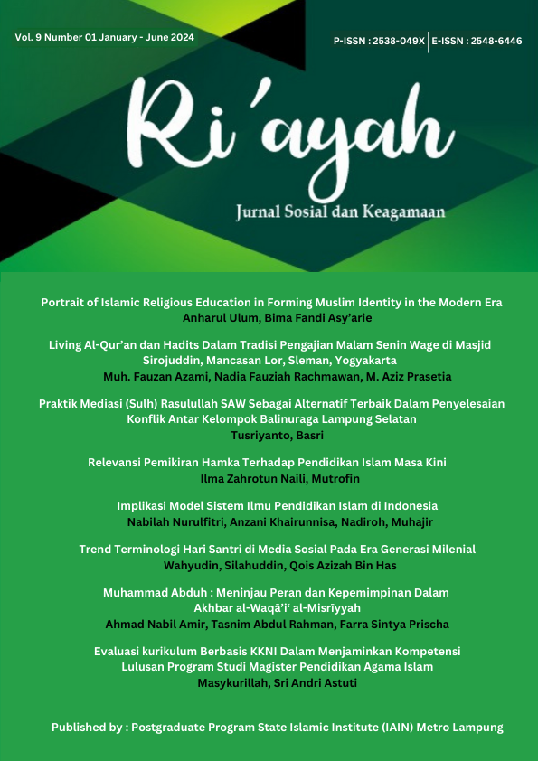 All research articles in this publication were written/co-written by 21 authors from 9 institutions: Internasional Islamic University Malaysia, University Sultan Zainal Abidin Malaysia, State Islamic Institute (IAIN) Metro, State Islamic University (UIN) Maulana Malik Ibrahim Malang, State Islamic University (UIN) Sunan Kalijaga Yogyakarta, State Islamic University (UIN) Sultan Maulana Hasanudin Banten, State Islamic University (UIN) Ar-Raniry Aceh,  and State Islamic University (UIN) Sayyid Ali Rahmatullah Tulungagung