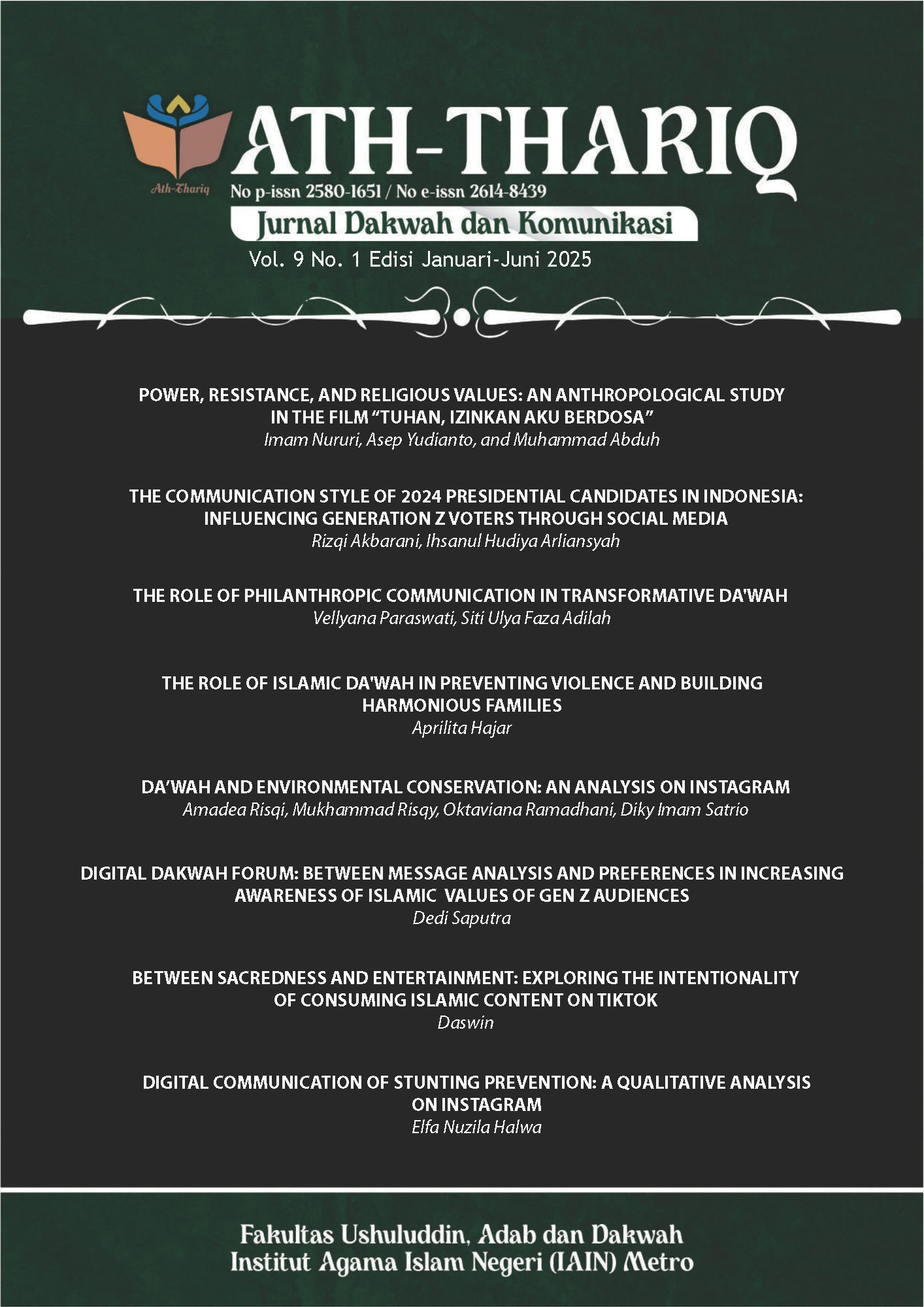 					View Vol. 9 No. 1 (2025): Ath-Thariq: Jurnal Dakwah dan Komunikasi
				