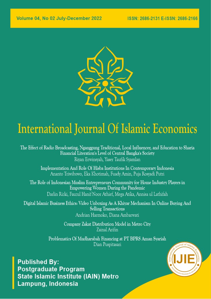 					View Vol. 4 No. 02 (2022): International Journal of Islamic Economics
				