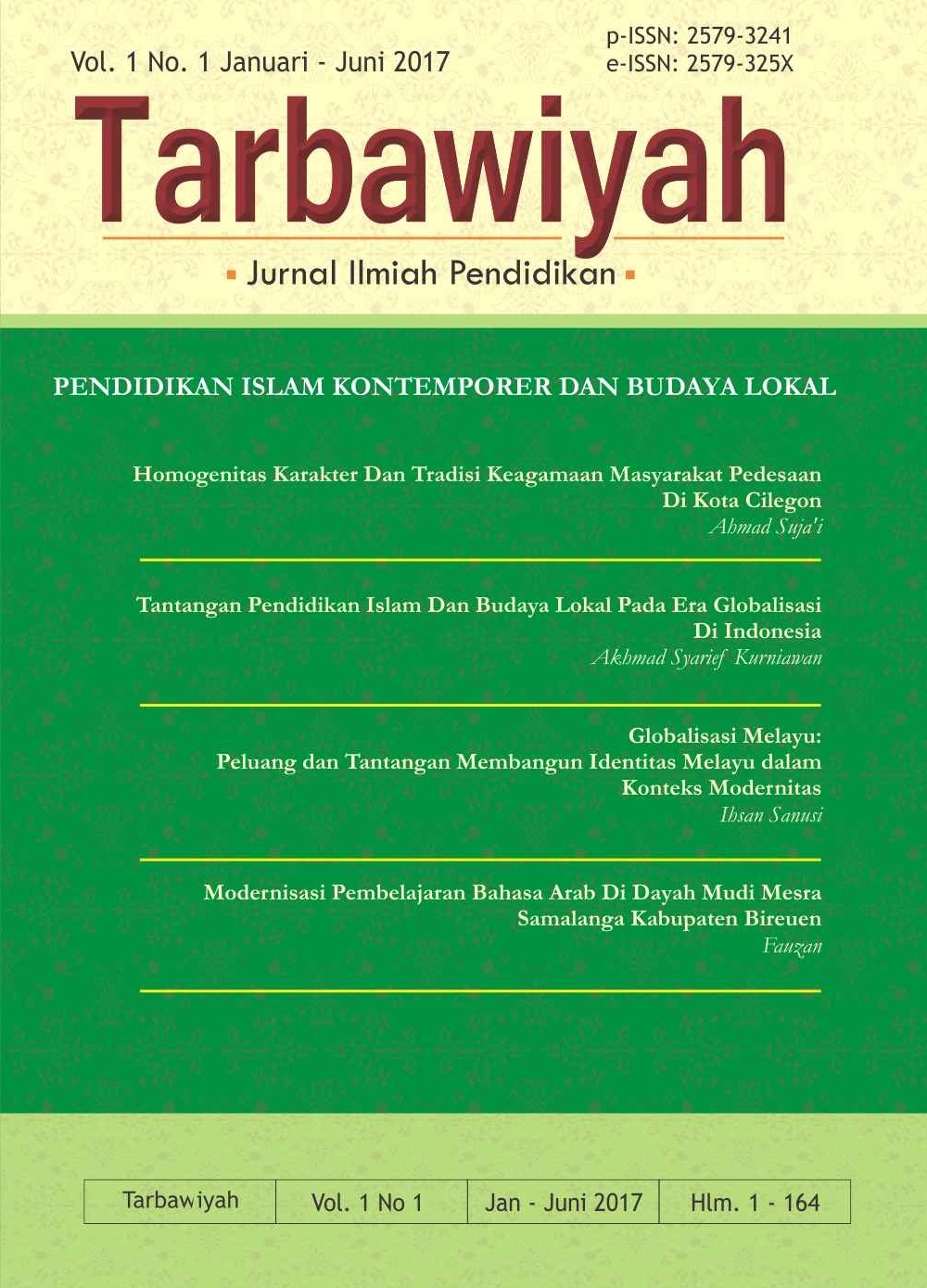 					View Vol. 1 No. 01 (2017): Jurnal Tarbawiyah
				