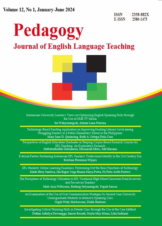 					View Vol. 12 No. 1 (2024): Pedagogy: Journal of English Language Teaching
				
