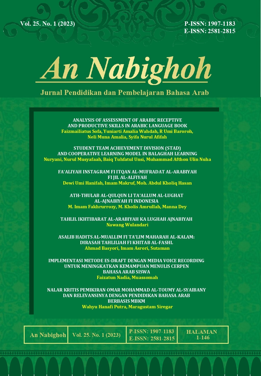 					View Vol. 25 No. 1 (2023): An Nabighoh
				