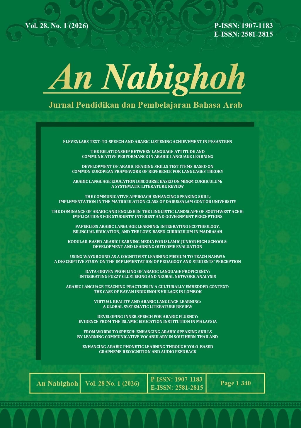 					View Vol. 28 No. 1 (2026): An Nabighoh
				